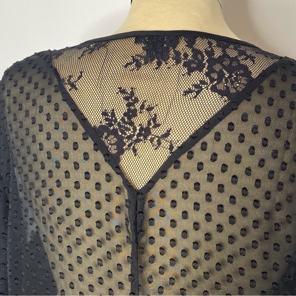Ann Taylor Black Lace Swiss Dot Blouse - Picture 4 of 10